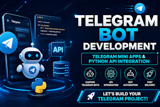 build telegram mini app, custom telegram bot and python API integration
