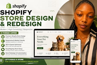 build shopify website design or redesign shopify store droshipping store