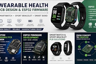 design wearable health pcb, esp32 firmware, smartwatch, sport bracelet and band