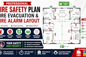 create fire safety plan, evacuation plan for residential and commercial building