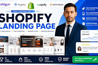 design high converting shopify landing page using pagefly gempages or zipify