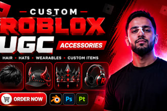 create custom roblox ugc accessories, hair, hats outfits and wearable items
