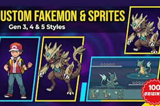 create custom fakemon, pokemon trainer sprites in pixel art style