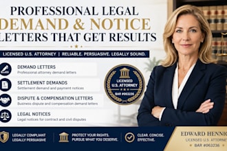 prepare a legal settlement demand and debt collection payment notice