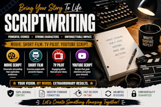 screenplay, screenwriting, movie script, tv show, youtube script,