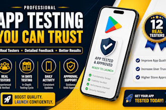 provide 12 testers for google play closed testing