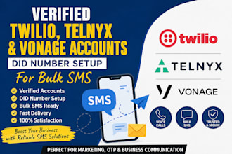 setup verified twilio account for bulk SMS, did number telnyx sip trunk 3cx
