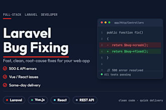 fix laravel bugs, errors and issues in your laravel vue or react app