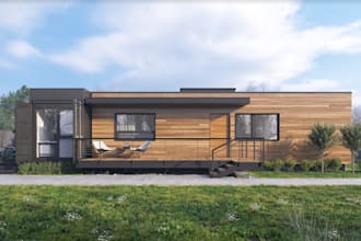 40ft container house plan, photorealistic render for shed austrilia home, cgi