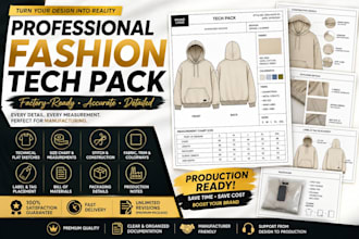 prepare an industry standard tech pack for garment manufacturing