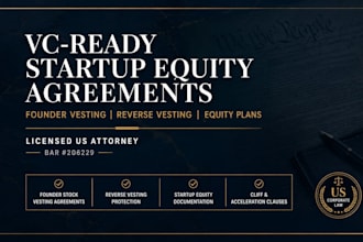 draft a vc ready startup vesting agreement with founder equity plan