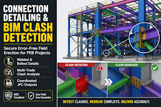 do steel connection detailing and bim clash detection for peb structures