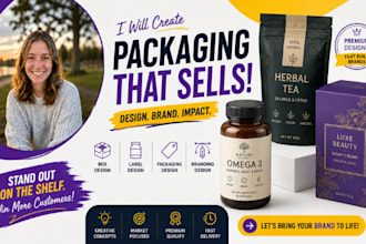 product packaging design, label design box design supplement label branding pack