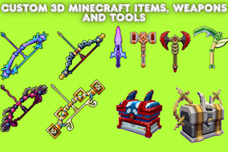 create blockbench weapons, tools, items, or rpg mop assets for minecraft