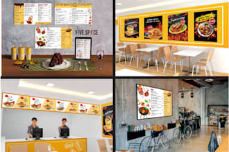 design effective restaurant, cafes, food truck menu boards, signage and posters
