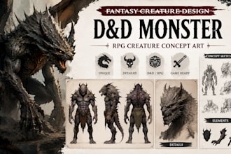 do fantasy creature design, dnd monster, rpg creature concept art