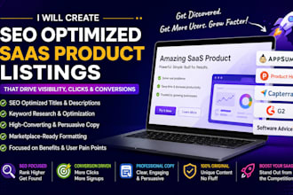 create SEO optimized saas product listings for popular marketplaces