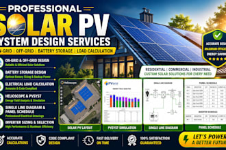 desig on grid sola off grid solar battery storage and electrical load calculatio