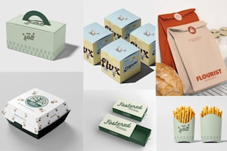 design restaurant packaging, bakery package, restaurant branding, food packaging