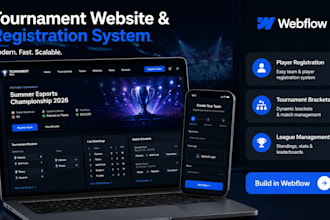 build modern tournament management website with registration system webflow