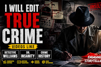 edit true crime videos like detective williams, dr insanity, crime history video