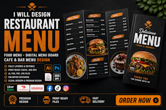 design restaurant menu food menu digital menu board and cafe bar menu design