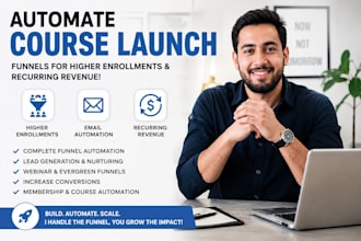 automated course launch funnels for higher enrollments and recurring revenue