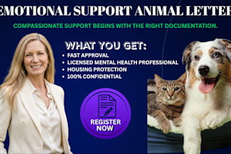provide professional emotional support animal esa letters
