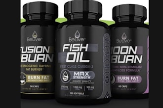 design supplement bottle labels, vitamin packaging, and product labels
