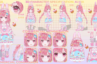 custom premium chibi 3d character design for vtubing and animation