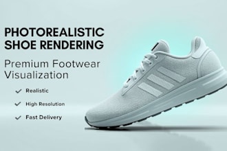 do a footwear 3d model, photorealistic rendering and 3d sneaker modelling