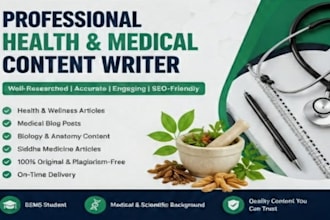 write professional health, medical, biology, and wellness articles