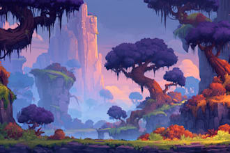 design 2d game concept art, background and environment illustration