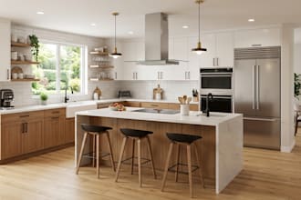 create realistic 3d kitchen rendering for interior design