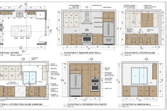 do shop drawings , kitchen drawings ,sections ,elevations for interior design