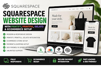 build squarespace website with printify printful gelato store integration