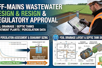 design a foul drainage layout with septic tank and percolation test data