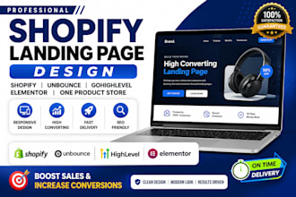 design shopify landing page website unbounce gohigh level al elementor one sale