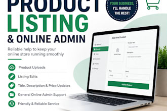 help with product listings, admin and online tasks