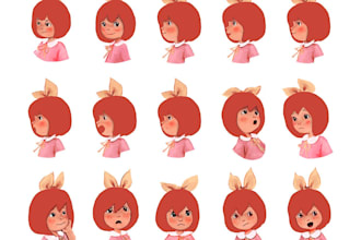 cute children book character expression sheet