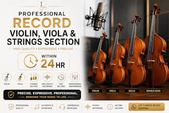record violin viola, strings section within 24hr