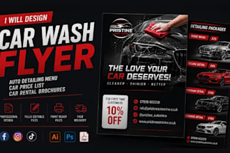 design car wash flyer auto detailing menu car price list car rental brochures