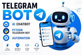 develop custom python telegram bot, telegram mini app with API integration