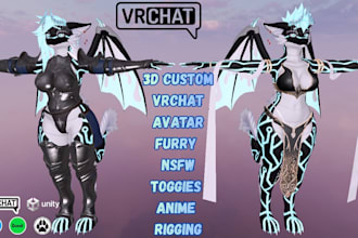 create custom furry vrchat avatar, fursona, vrc avatar ,nsfw model