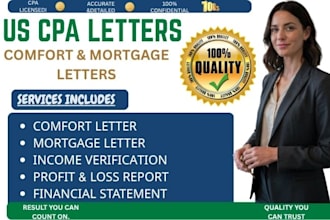write CPA letter US comfort letter  income verification CPA mortgage letter
