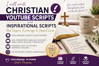 write christian youtube and inspirational video scripts
