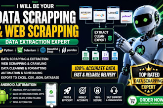 do data scraping, web scraping using selenium and python automation
