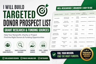 build a donor list prospect list for nonprofit fundraising and grant research