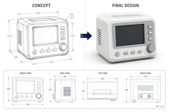 design medical enclosure, housing, monitor case keyshot cad rendering