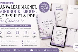 design canva lead magnet, workbook, ebook, worksheet and PDF for coaches